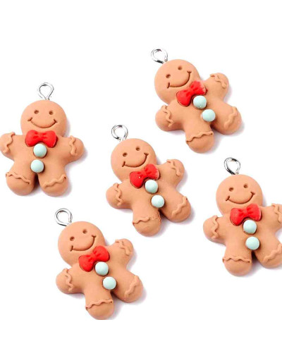 Navidad (5). Resina+Aleación de cobre. Color plateado. 28x9 milímetros. 2 mm perforación. 2 uds.