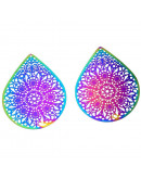 Chapas Filigrana (1). Acero inoxidable. Multicolor. 48,5x38,5x0,2 mm. 1 mm perforación. 1 par. Chapas Filigrana (1). Acero inoxidable. Multicolor. 48,5x38,5x0,2 mm. 1 mm perforación. 1 par.