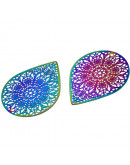 Chapas Filigrana (1). Acero inoxidable. Multicolor. 48,5x38,5x0,2 mm. 1 mm perforación. 1 par. Chapas Filigrana (1). Acero inoxidable. Multicolor. 48,5x38,5x0,2 mm. 1 mm perforación. 1 par.
