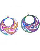 Chapas Filigrana (2). Acero inoxidable. Multicolor. 43X40X0,2 mm. 1,8 mm perforación. 1 par. Chapas Filigrana (2). Acero inoxidable. Multicolor. 43X40X0,2 mm. 1,8 mm perforación. 1 par.