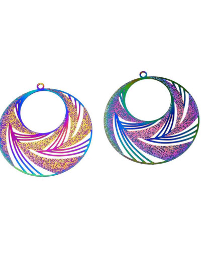 Chapas Filigrana (2). Acero inoxidable. Multicolor. 43X40X0,2 mm. 1,8 mm perforación. 1 par.