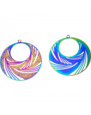 Chapas Filigrana (2). Acero inoxidable. Multicolor. 43X40X0,2 mm. 1,8 mm perforación. 1 par. Chapas Filigrana (2). Acero inoxidable. Multicolor. 43X40X0,2 mm. 1,8 mm perforación. 1 par.