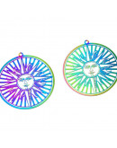Chapas Filigrana (3). Acero inoxidable. Multicolor. 50X47X0,2 mm. 1,8 mm perforación. 1 par. Chapas Filigrana (3). Acero inoxidable. Multicolor. 50X47X0,2 mm. 1,8 mm perforación. 1 par.