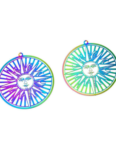 Chapas Filigrana (3). Acero inoxidable. Multicolor. 50X47X0,2 mm. 1,8 mm perforación. 1 par.