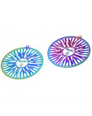 Chapas Filigrana (3). Acero inoxidable. Multicolor. 50X47X0,2 mm. 1,8 mm perforación. 1 par. Chapas Filigrana (3). Acero inoxidable. Multicolor. 50X47X0,2 mm. 1,8 mm perforación. 1 par.