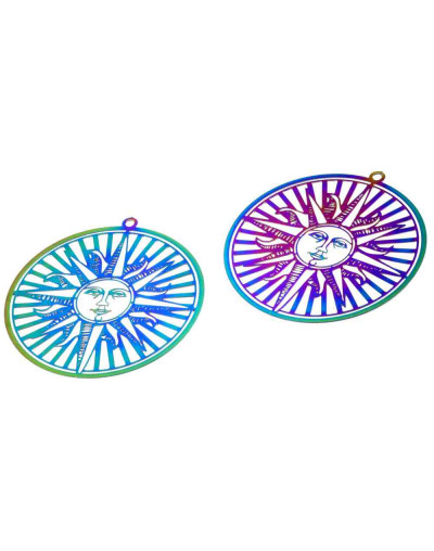 Chapas Filigrana (3). Acero inoxidable. Multicolor. 50X47X0,2 mm. 1,8 mm perforación. 1 par.