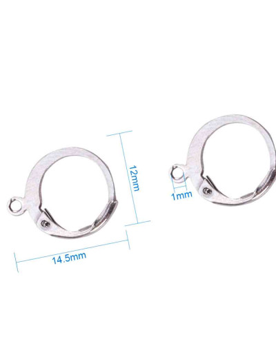 Aretes de aro. Acero inoxidable. Color plateado. 14,5x12 milímetros. 1,2 mm perforación. 4 unidades.