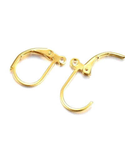 Aretes de gota. Acero inoxidable. Real 24k Gold. 15x10 milímetros. 1,4 mm perforación. 4 unidades.