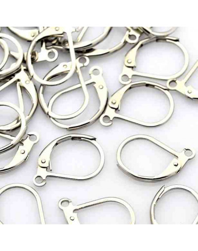 Aretes de gota. Acero inoxidable. Color plateado. 15x10 milímetros. 1,4 mm perforación. 4 unidades.