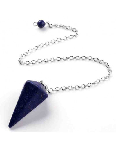 Péndulo. Lapislazuli. Aleación de cobre. Color plateado. 230 milímetros. 1 unidad.