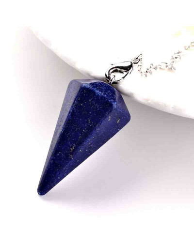 Péndulo. Lapislazuli. Aleación de cobre. Color plateado. 230 milímetros. 1 unidad.