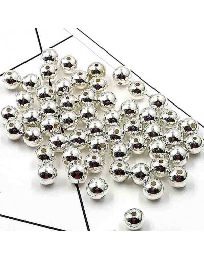 Esfera color sólido. SILVER. 06 mm diámetro. 1,8 mm perforación. 100 uds aproximado.