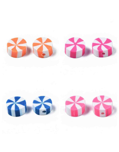 Caramelo. Varios colores. 9x4 milímetros. 1,6 mm perforación. 10 unidades.