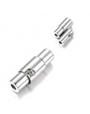 Cierre magnético. Columna. Acero inoxidable. Plateado. 16,5X4,5 mm. 2 mm diámetro interior. 1 set.