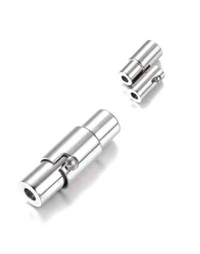 Cierre magnético. Columna. Acero inoxidable. Plateado. 16,5X4,5 mm. 2 mm diámetro interior. 1 set.