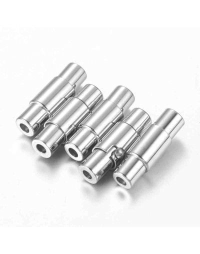 Cierre magnético. Columna. Acero inoxidable. Plateado. 16,5X4,5 mm. 2 mm diámetro interior. 1 set.