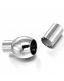 Cierre magnético. Columna. Acero inoxidable. Plateado. 15,5x8 mm. 3 mm diámetro interior. 1 set.