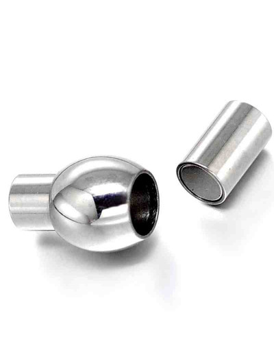 Cierre magnético. Columna. Acero inoxidable. Plateado. 15,5x8 mm. 3 mm diámetro interior. 1 set.