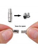 Cierre magnético. Columna. Acero inoxidable. Plateado. 16,5x5 mm. 3 mm diámetro interior. 1 set.