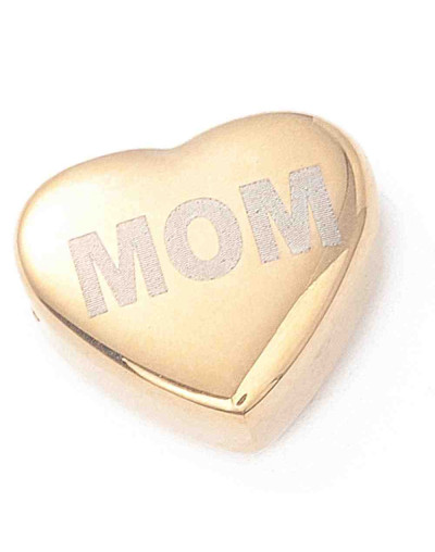 Corazón MOM. Acero inoxidable. Color dorado. 11x12x5 milímetros. 2 mm diámetro. 1 unidad.