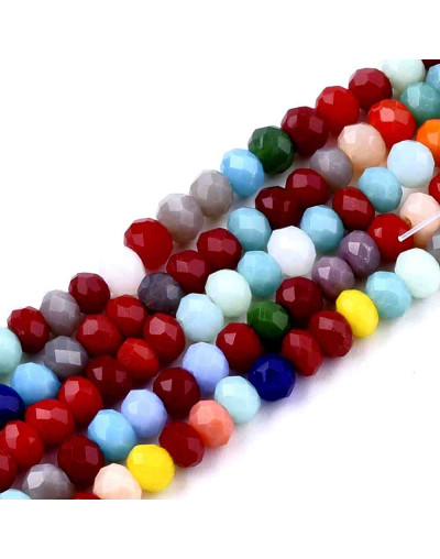 Rondelle faceteado. 3x2 mm. Varios colores (2). 1 mm perforación. 190 uds hilo (aproximado).