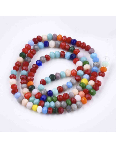 Rondelle faceteado. 3x2 mm. Varios colores (2). 1 mm perforación. 190 uds hilo (aproximado).