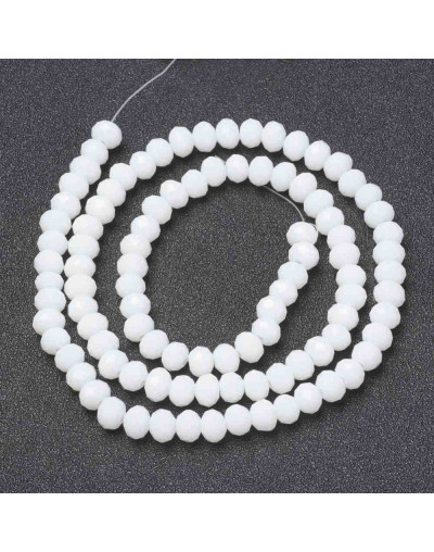 Rondelle faceteado. 3x2 mm. WHITE. 0,5 mm perforación. 150 uds hilo (aproximado).