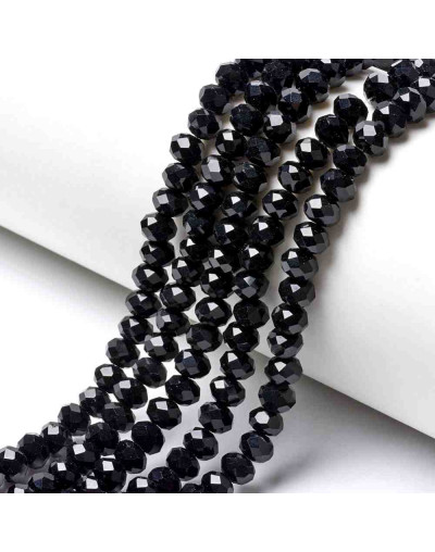 Rondelle faceteado. 3x2 mm. BLACK. 0,5 mm perforación. 150 uds hilo (aproximado).