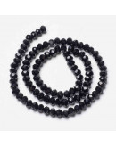 Rondelle faceteado. 3x2 mm. BLACK. 0,5 mm perforación. 150 uds hilo (aproximado).