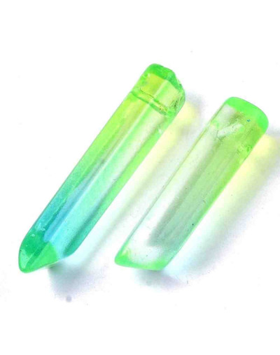 Glass 2 Tonos. CYAN. Hexágono. 25~40x7~8 milímetros. 0,9 mm perforación. 1unidad. Glass 2 Tonos. CYAN. Hexágono. 25~40x7~8 milímetros. 0,9 mm perforación. 1unidad.