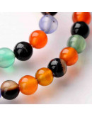 Agata. Varios colores. 04 mm diámetro. 0,8 mm perforación. 95 unidades hilo (aproximado).