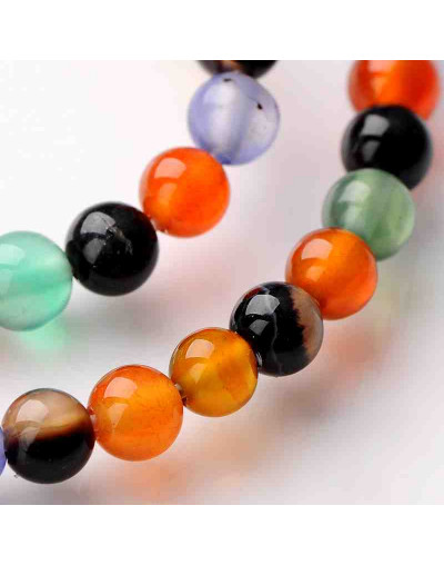 Agata. Varios colores. 04 mm diámetro. 0,8 mm perforación. 95 unidades hilo (aproximado).