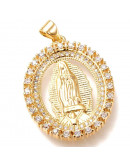 Virgen (5). Aleación+Zirconia. Baño 18KGold. 29x22x2,5 mm. 5 mm cierre. 1 unidad.
