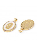 Virgen (7). Aleación+Zirconia. Baño 18KGold. 27,5x19x2,5 mm. 4,5 mm cierre. 1 unidad.