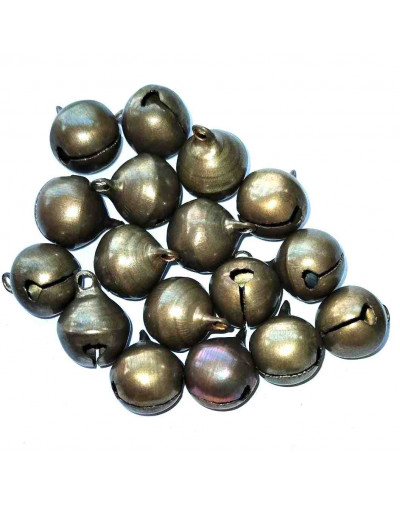 Bells. Bronce. Color bronce antiguo. 15x12 milímetros. 2 mm perforación. 10 unidades.