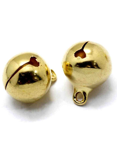 Bells. Aleación de cobre. Color dorado. 13x10 milímetros. 1,5 mm perforación. 10 unidades.