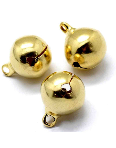 Bells. Aleación de cobre. Color dorado. 13x10 milímetros. 1,5 mm perforación. 10 unidades.