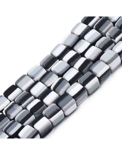 Cubo. Color band.Tonos grises. 6x6x6 milímetros. 1,4 mm perforación. 60 unidades hilo (aprox).