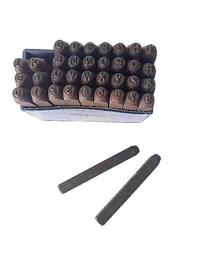 Stamp. Letras y números. 36 piezas. Acero carbón. 3,2 milímetros tamaño signos. 1 set.