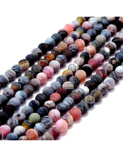 Agata. Varios colores (1). Frost. 06 mm diámetro. 0,8 mm perforación. 60 unidades hilo (aproximado).