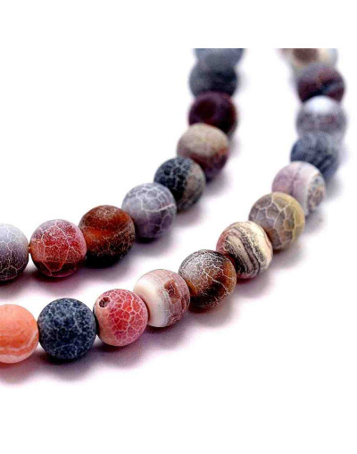 Agata. Varios colores (1). Frost. 08 mm diámetro. 1 mm perforación. 45 unidades hilo (aproximado).