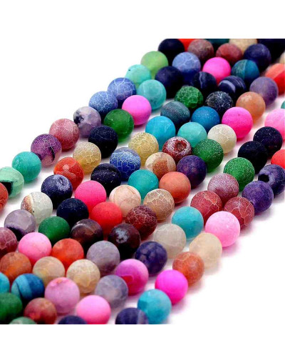 Agata. Varios colores (2). Frost. 06 mm diámetro. 0,8 mm perforación. 60 unidades hilo (aproximado).