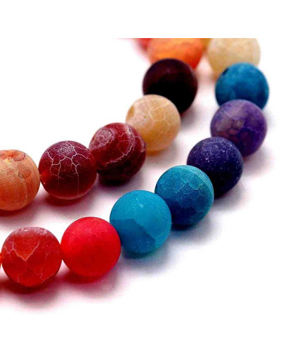 Agata. Varios colores (2). Frost. 08 mm diámetro. 1 mm perforación. 45 unidades hilo (aproximado).