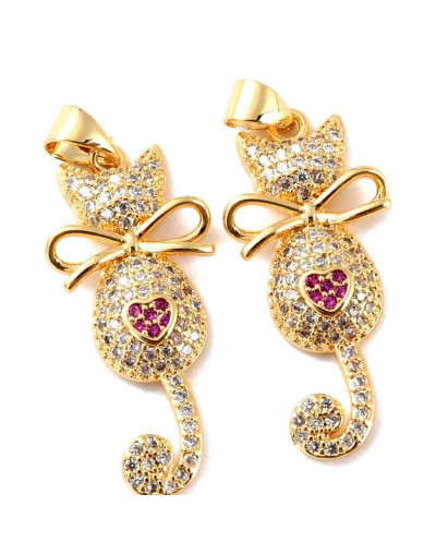 Gato. Aleación+Zirconia. Baño 18KGold. 29,5x13x3,5 mm. 4 mm cierre. 1 unidad. Gato. Aleación+Zirconia. Baño 18KGold. 29,5x13x3,5 mm. 4 mm cierre. 1 unidad.