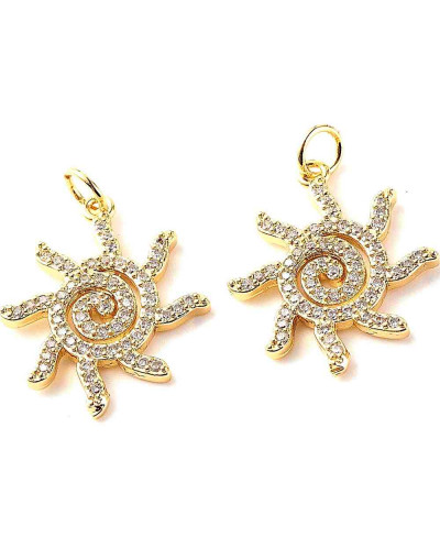 Sol. Aleación+Zirconia. Baño 18KGold. 26x18x2 mm. 3,5 mm cierre. 1 unidad.