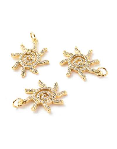 Sol. Aleación+Zirconia. Baño 18KGold. 26x18x2 mm. 3,5 mm cierre. 1 unidad.