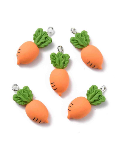 Zanahoria. Resina+Aleación de cobre. Color plateado. 30x12x6 milímetros. 2 mm perforación. 2 uds.