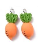 Zanahoria. Resina+Aleación de cobre. Color plateado. 30x12x6 milímetros. 2 mm perforación. 2 uds.
