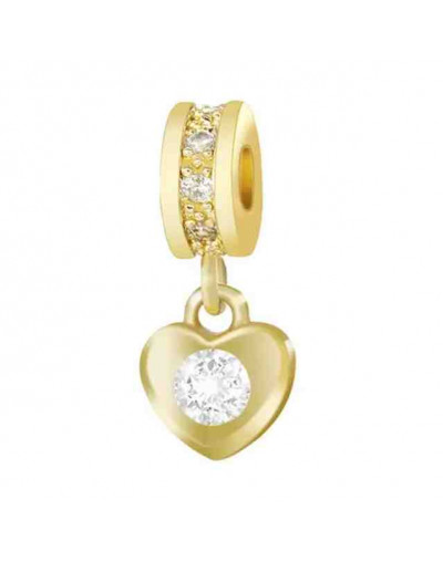 Corazón (2). Aleación+Zirconia. Baño 18k gold. 17 milímetros. 2,5 mm perforación. 1 unidad.