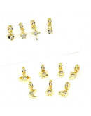 Luna. Aleación+Zirconia. Baño 18k gold. 20 milímetros. 2,5 mm perforación. 1 unidad.